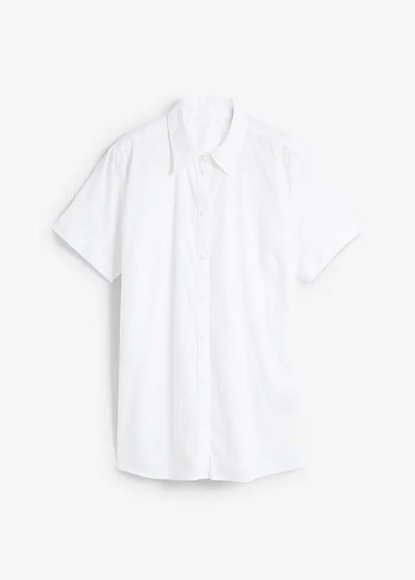 Chemisier manches courtes extensible en coton majoritaire, bonprix