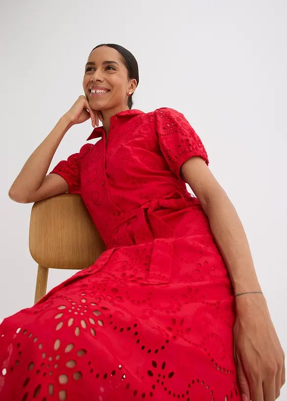 Robe chemise en broderie anglaise, 100% coton, bonprix