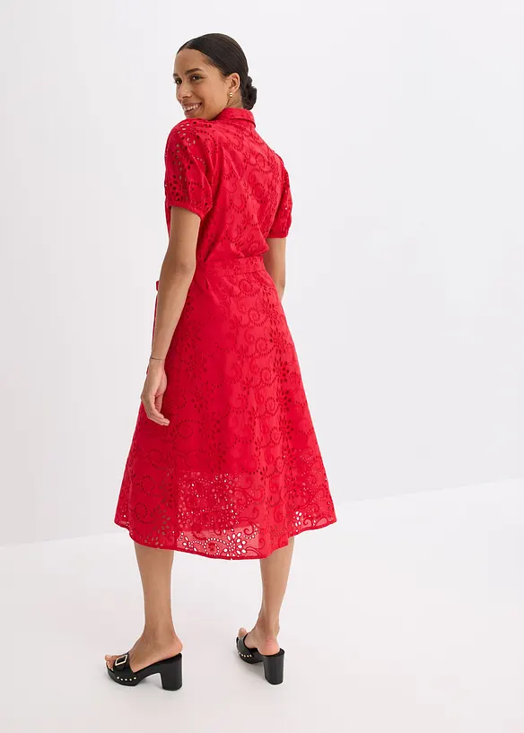 Robe chemise en broderie anglaise, 100% coton, bonprix