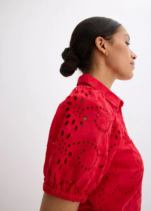 Robe chemise en broderie anglaise, 100% coton, bonprix