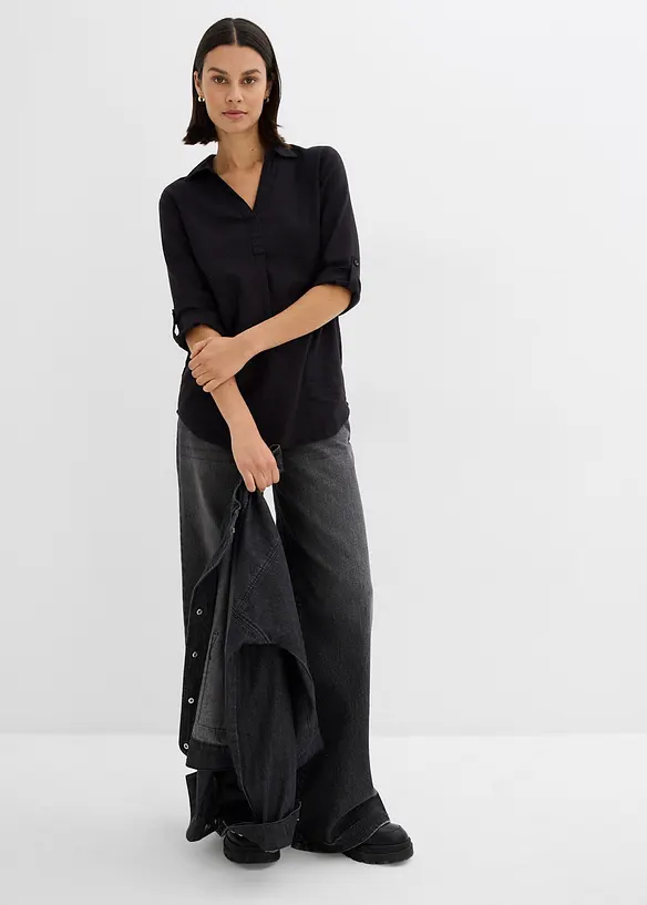 Leinen-Bluse, 3/4-Arm, bonprix