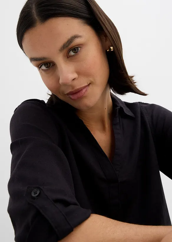 Leinen-Bluse, 3/4-Arm, bonprix