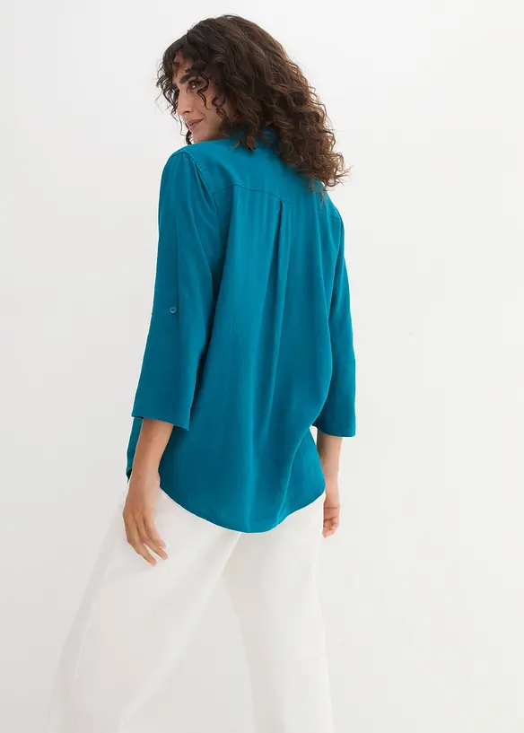 Blouse en lin m&eacute;lang&eacute;, manches 3/4, bonprix
