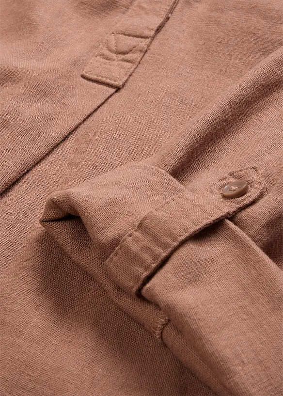 Blouse en lin m&eacute;lang&eacute;, manches 3/4, bonprix