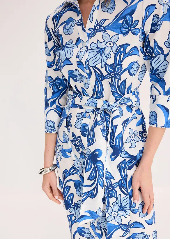 Robe-chemise en coton m&eacute;lang&eacute;, bonprix