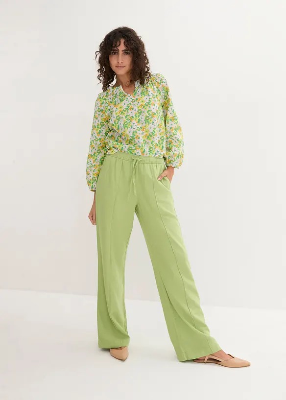 Pantalon palazzo l&eacute;ger en lin et viscose, bonprix