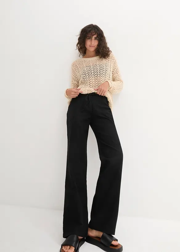 Pantalon large en lin et coton, bonprix