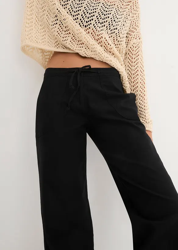Pantalon large en lin et coton, bonprix
