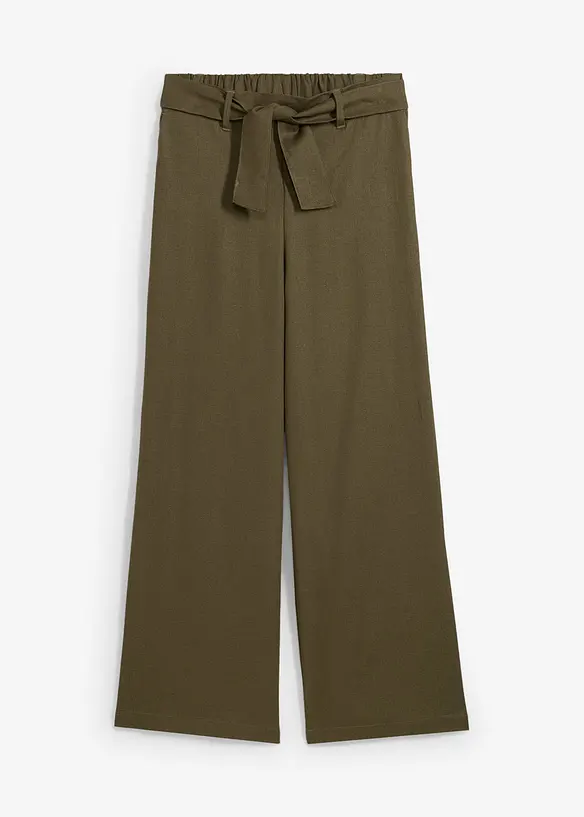 Pantalon large en lin m&eacute;lang&eacute;, bonprix