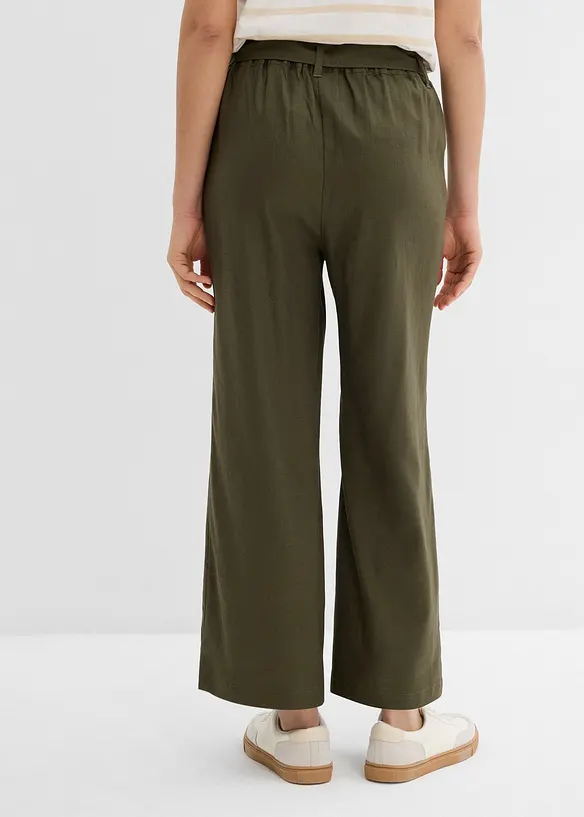 Pantalon large en lin m&eacute;lang&eacute;, bonprix
