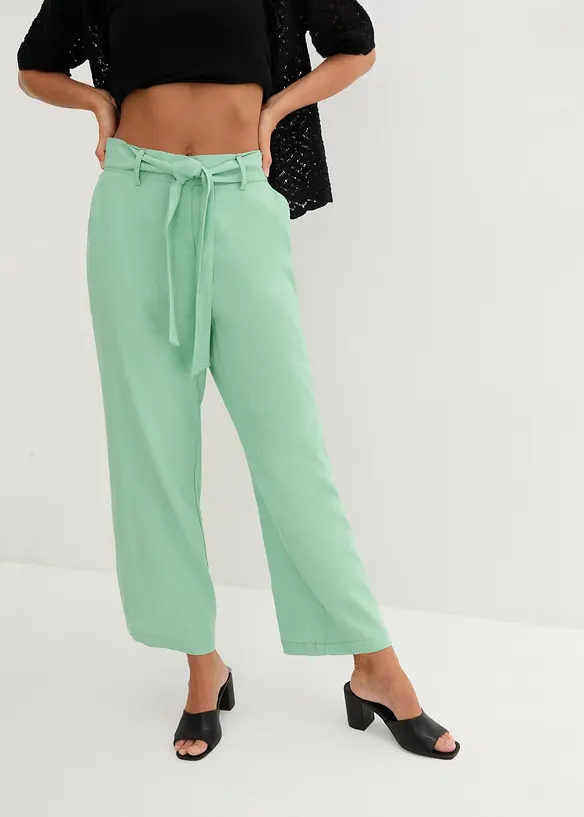 Pantalon large en lin m&eacute;lang&eacute;, bonprix