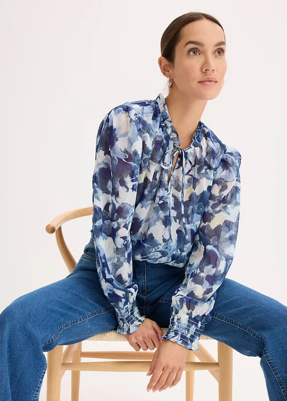 Blouse imprim&eacute;e en mousseline, bonprix