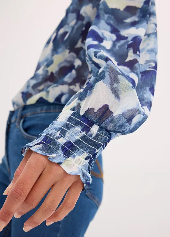 Blouse imprim&eacute;e en mousseline, bonprix