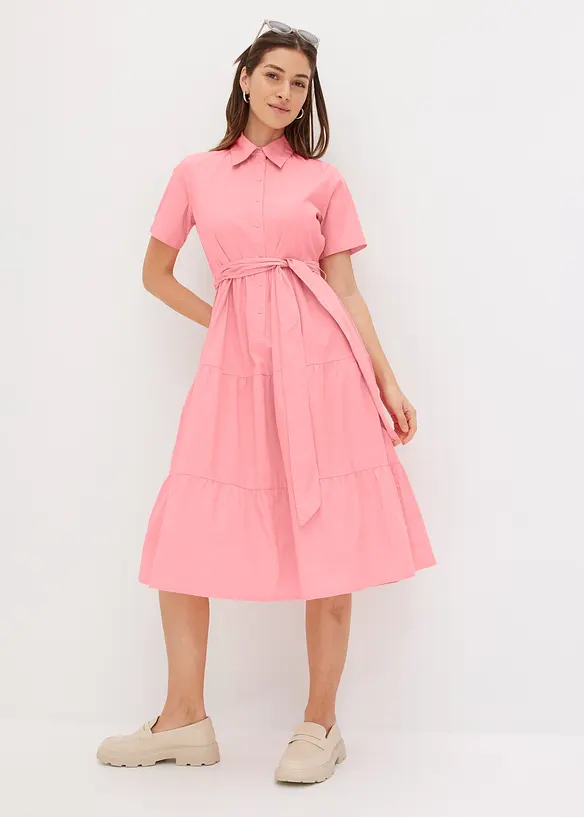 Robe-chemise en mati&egrave;re &eacute;lastique, bonprix