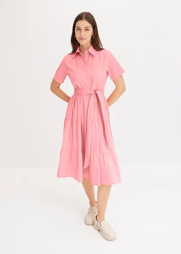 Robe-chemise en mati&egrave;re &eacute;lastique, bonprix