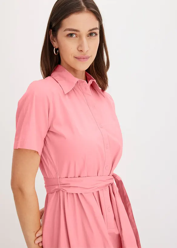 Robe-chemise en mati&egrave;re &eacute;lastique, bonprix