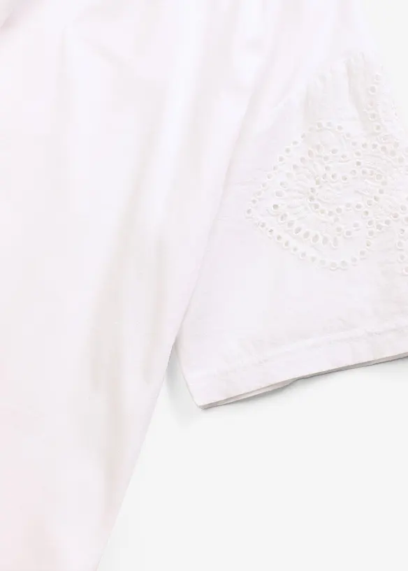 T-Shirt mit Lochstickerei, bonprix