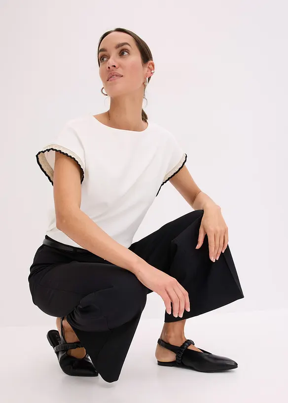 Shirt mit Verzierung aus reiner Baumwolle, bonprix