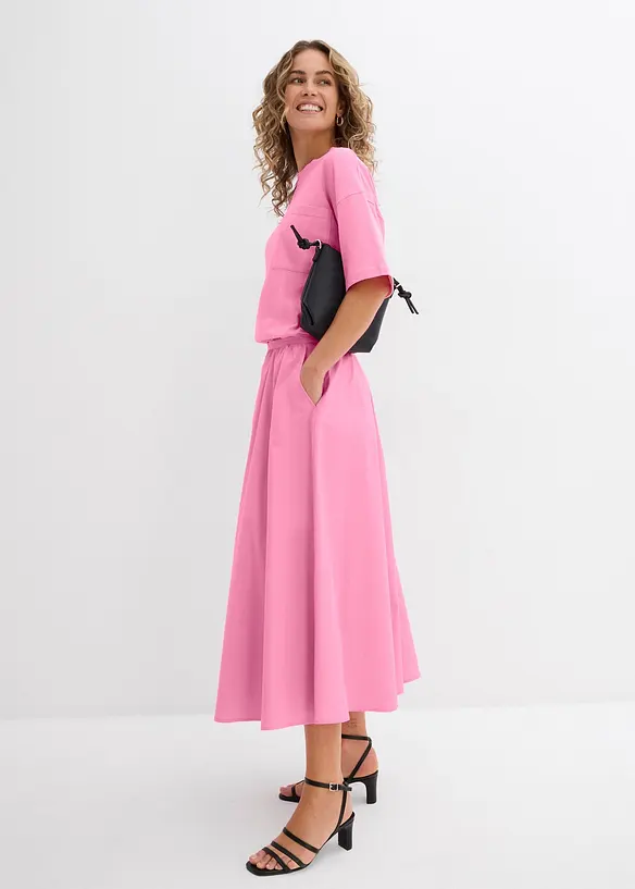 Jupe midi en coton extensible, bonprix