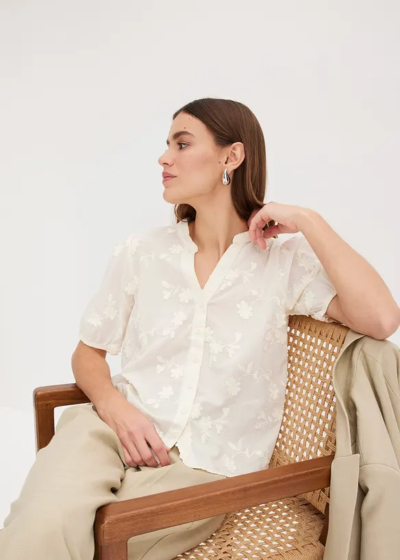 Chemisier manches courtes, 100% coton, bonprix