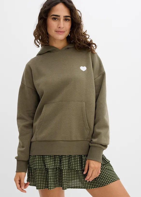 Sweat &agrave; capuche doux en coton m&eacute;lang&eacute;, bonprix