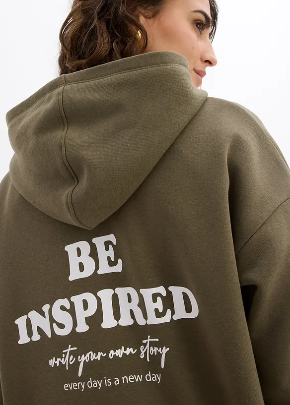 Sweat &agrave; capuche doux en coton m&eacute;lang&eacute;, bonprix