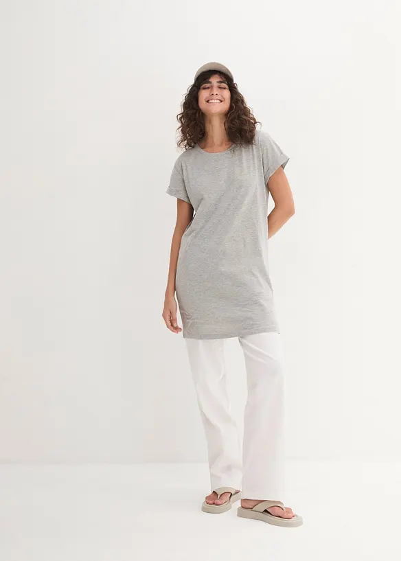 T-shirt long et boxy &agrave; manches courtes, bonprix