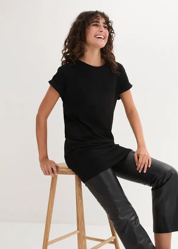 Boxy-Longshirt mit kurzen &Auml;rmeln, bonprix