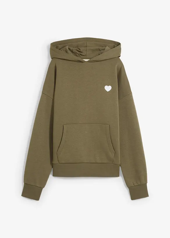 Sweat &agrave; capuche doux en coton m&eacute;lang&eacute;, bonprix