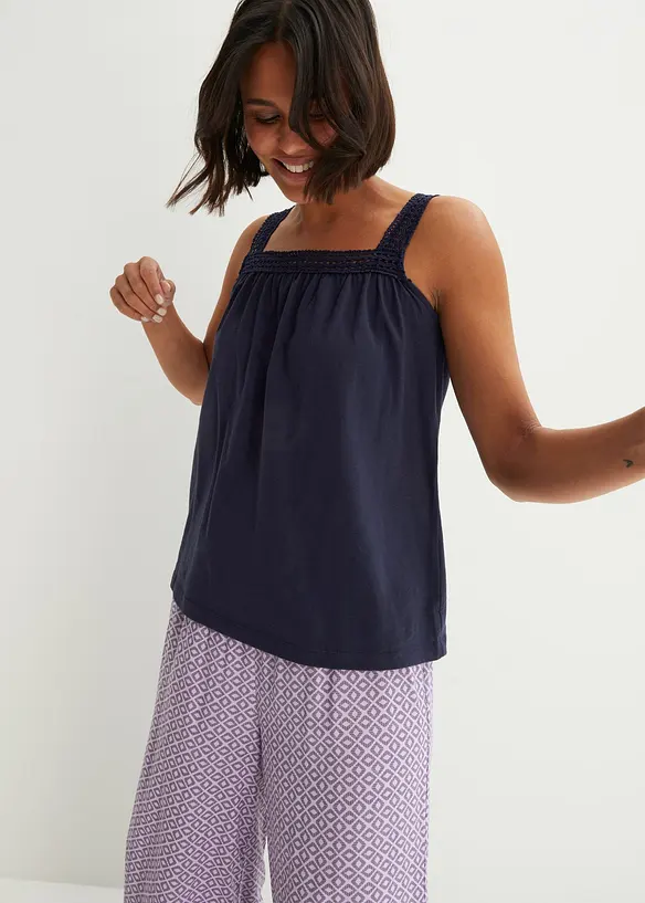 Lockeres Top mit Tr&auml;gern aus Spitze, bonprix