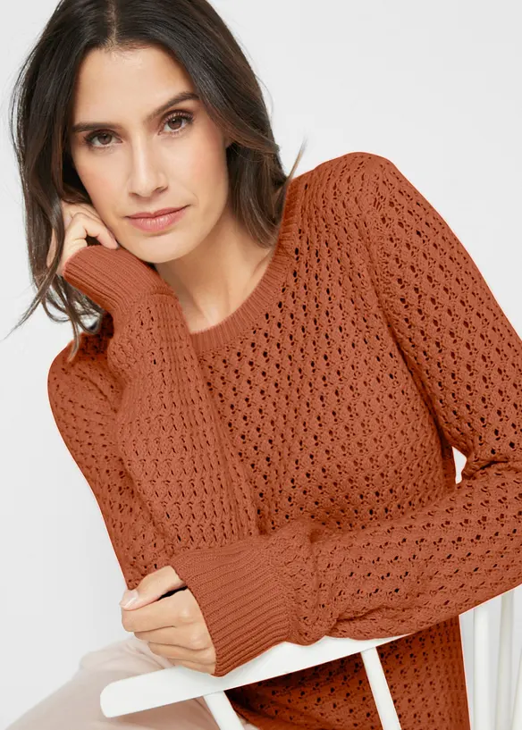 Pullover mit Strukturstrick aus Baumwollmix, bonprix