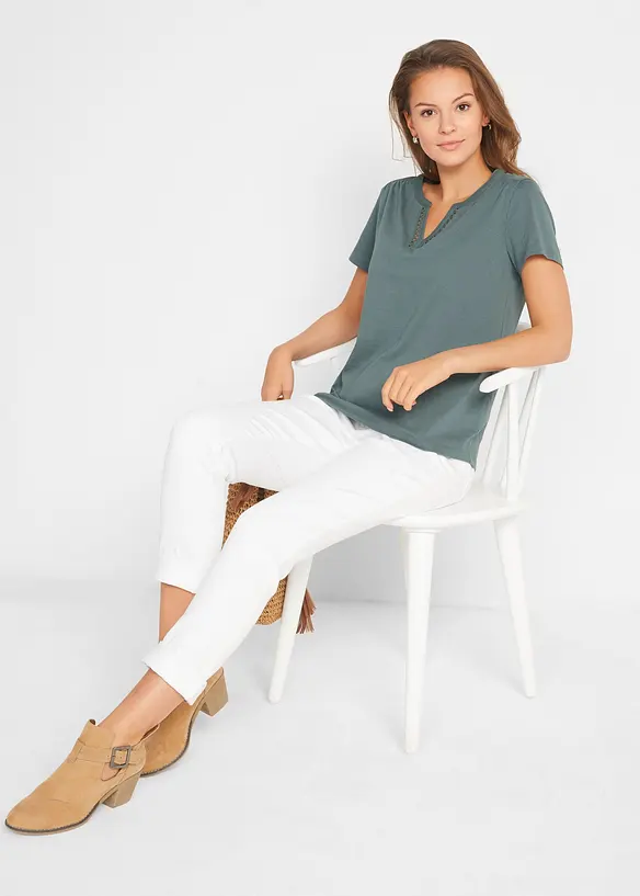 T-shirt &agrave; encolure originale, bonprix