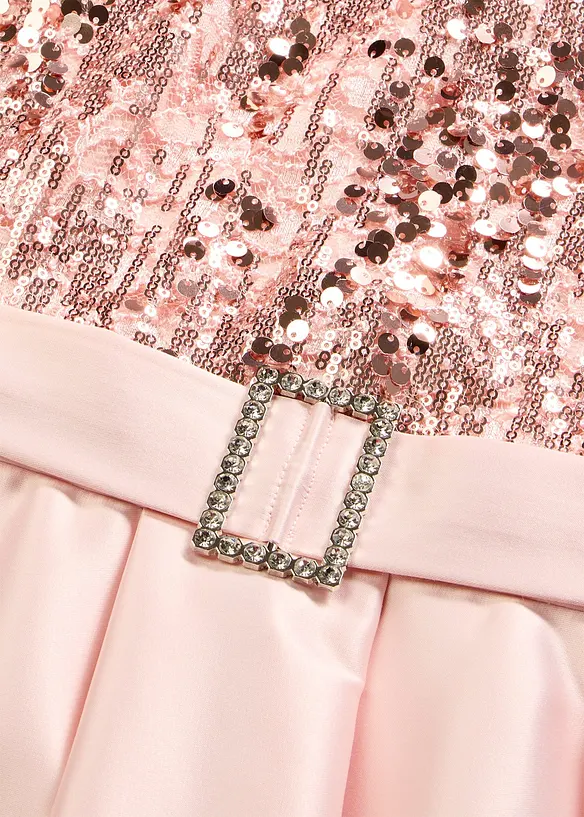 Abendkleid aus gl&auml;nzendem Satin mit Pailletten, bonprix