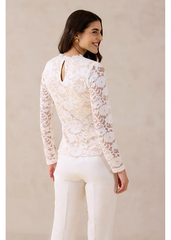 Haut manches longues en dentelle, bonprix