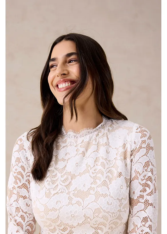 Haut manches longues en dentelle, bonprix