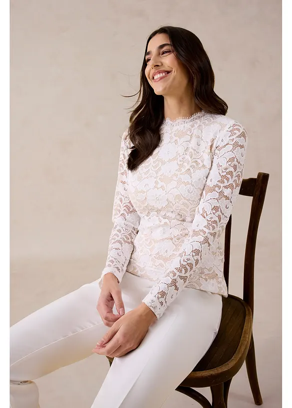 Haut manches longues en dentelle, bonprix