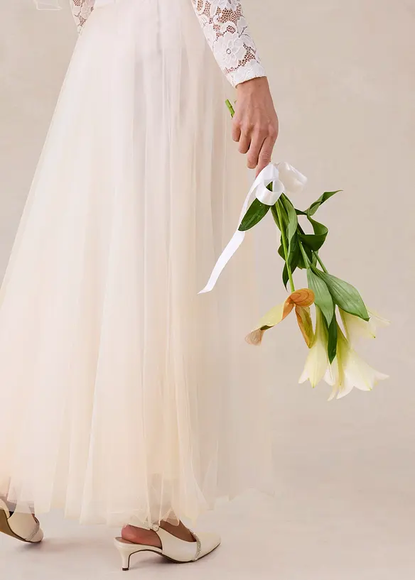 Jupe longue en tulle d&eacute;licat, bonprix