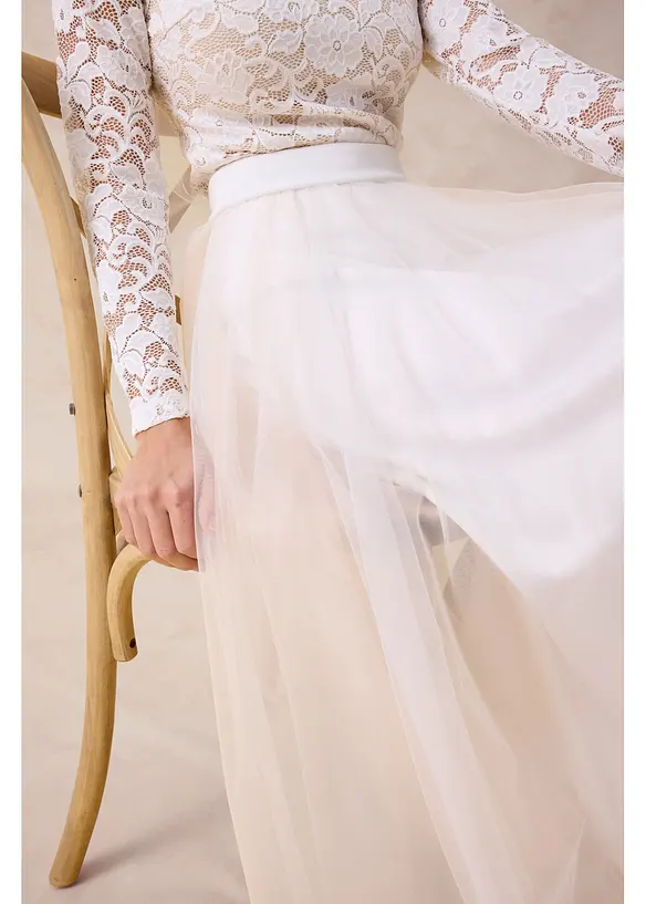 Jupe longue en tulle d&eacute;licat, bonprix