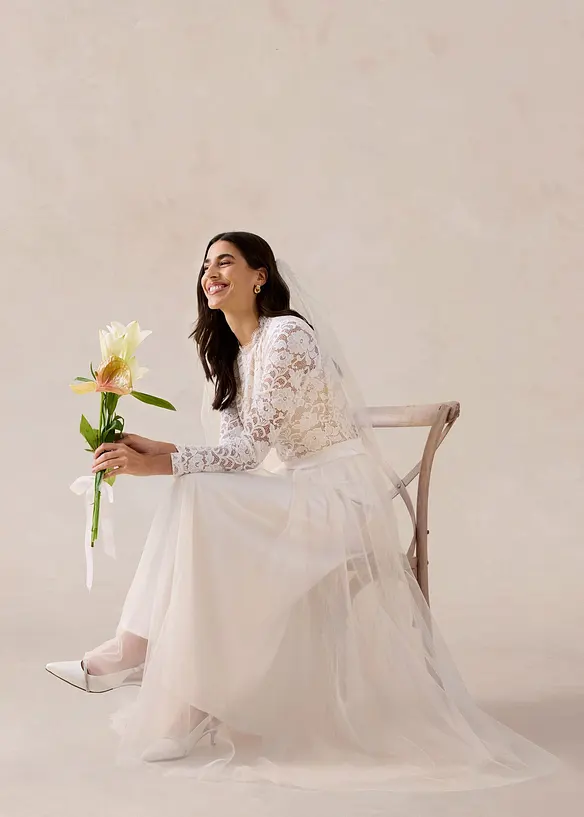 Jupe longue en tulle d&eacute;licat, bonprix