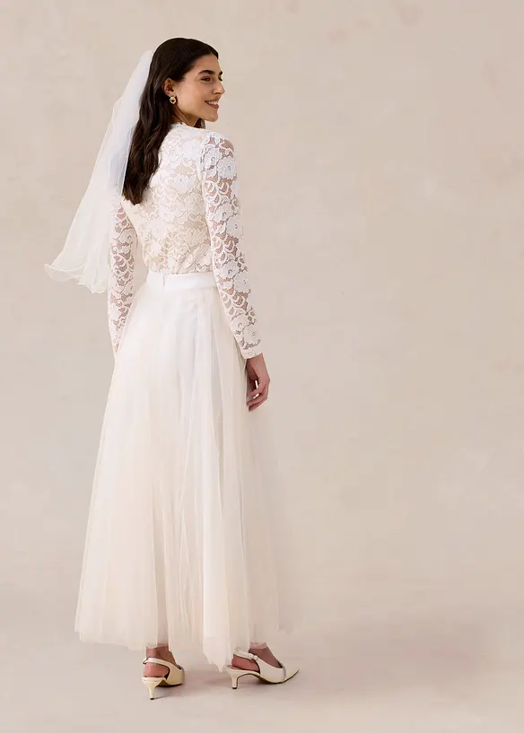 Jupe longue en tulle d&eacute;licat, bonprix