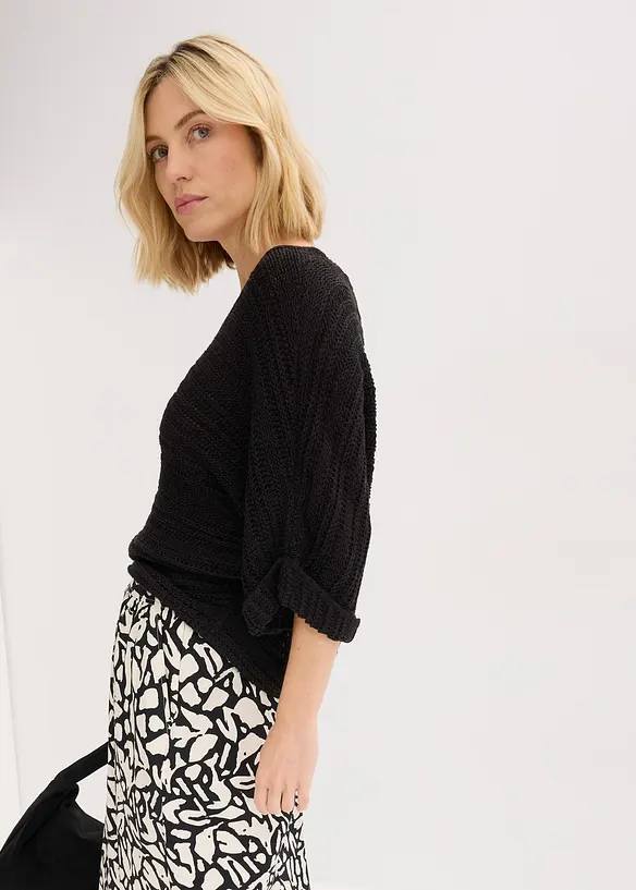 Pull en maille ajour&eacute;e, bonprix