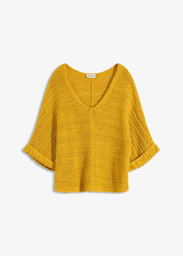 Grobstrick-Pullover aus B&auml;ndchengarn, bonprix