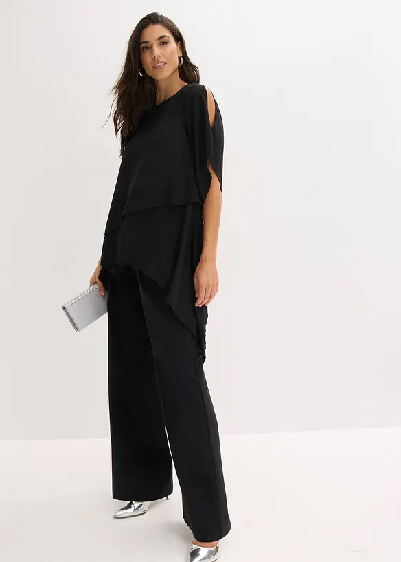 Blouse &agrave; pans, look superpos&eacute;, bonprix