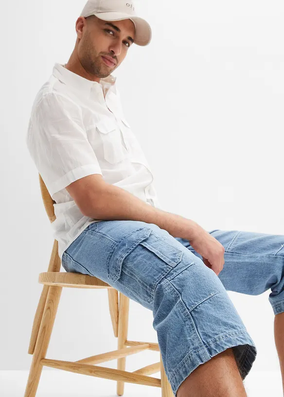 Regular Fit 3/4 Stretch-Cargojeans, Straight, bonprix