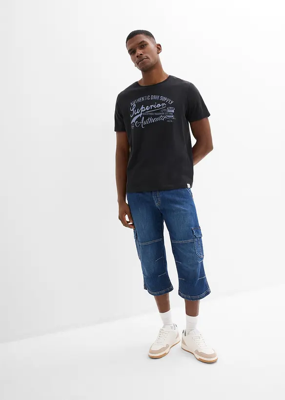 Jean cargo extensible longueur 3/4, coupe droite regular, bonprix