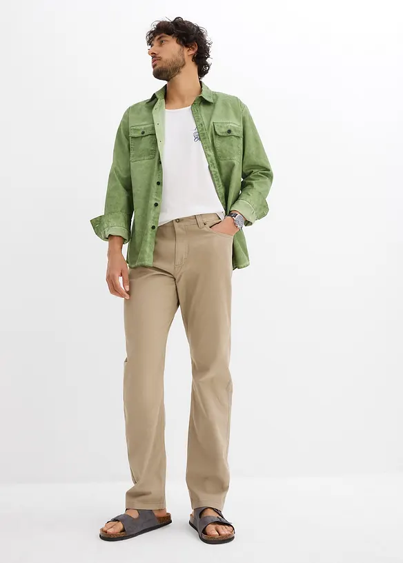 Regular Fit Twillhose aus reiner Baumwolle, Straight, bonprix