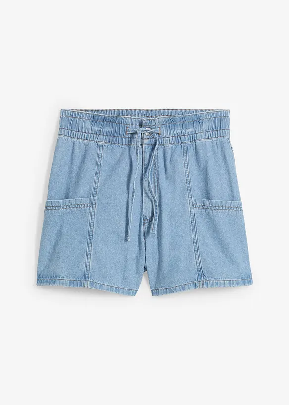Short en jean avec taille haute &eacute;lastiqu&eacute;e, bonprix