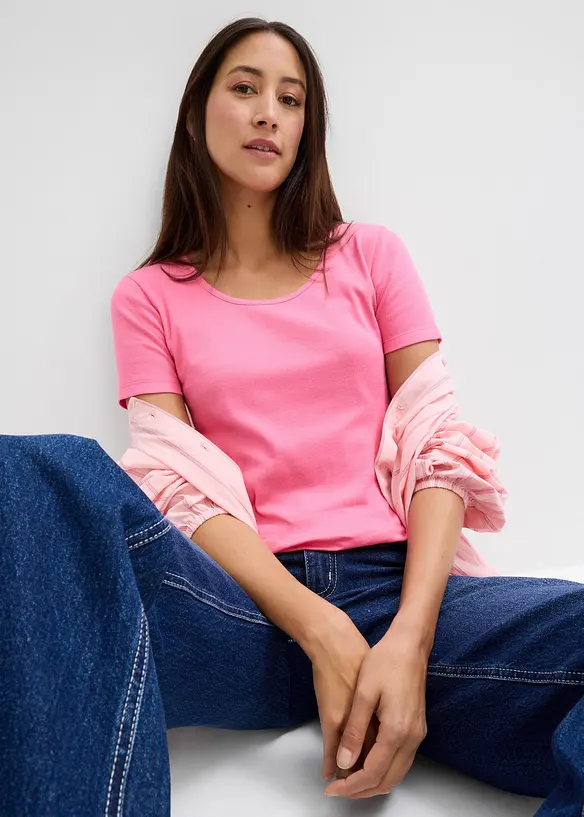 Lot de 2 T-shirts en coton c&ocirc;tel&eacute;, bonprix