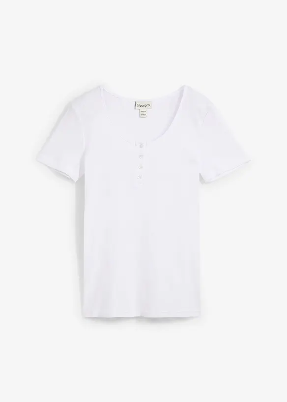 T-shirt col tunisien, 100% coton, bonprix