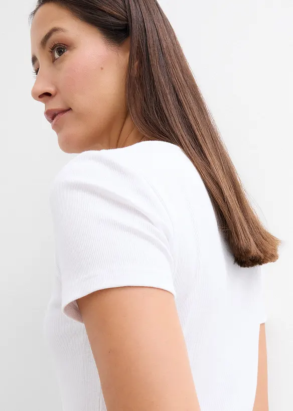 T-shirt col tunisien, 100% coton, bonprix